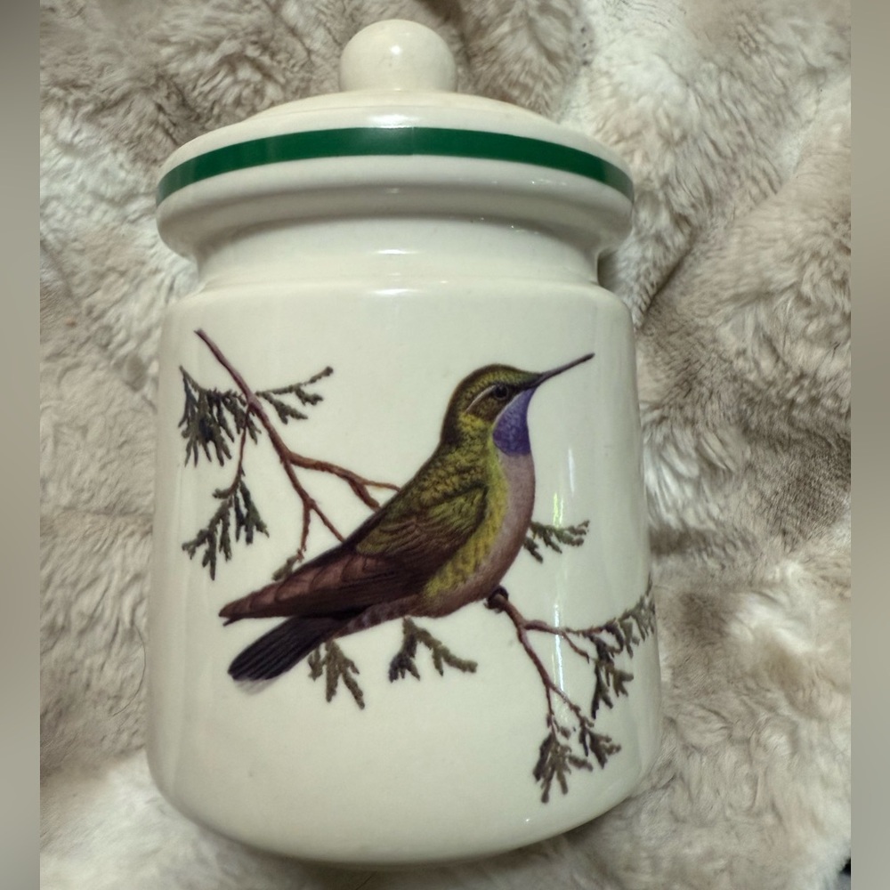 Vintage Hummingbird Ceramic Canister Jar with Lid Wildlife Federation